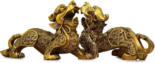 Brass Pi Xiu Wealth Guardian with Coins