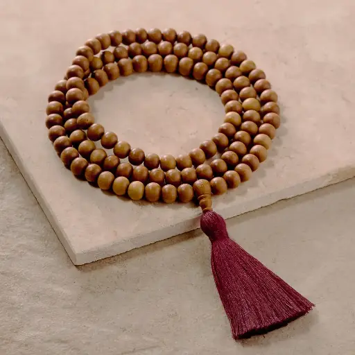 108 Sandalwood Mala Beads with Tassel
