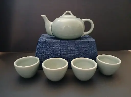 Celadon Glazed Porcelain Tea Cups – Set of 4