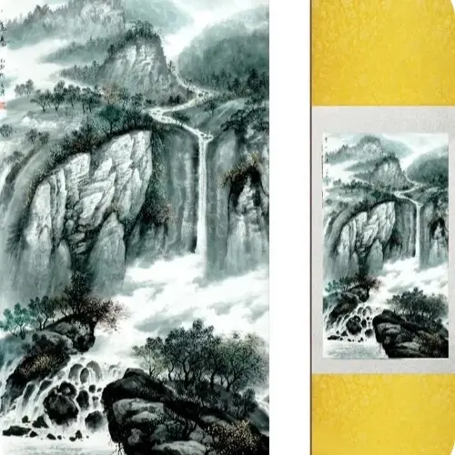絲質山水畫軸